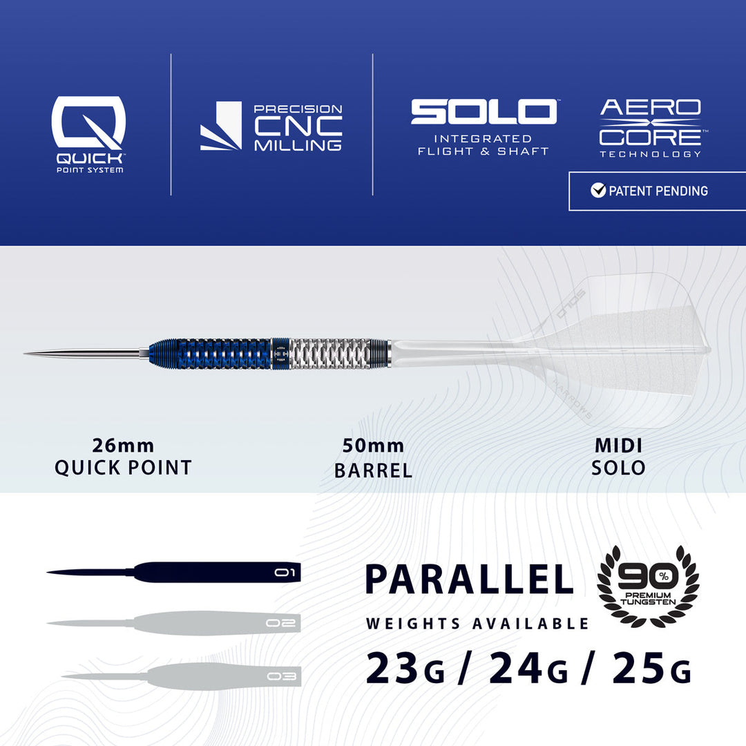 Harrows GEO Parallel QP Steel Tip Darts 90% Tungsten — dart specification chart