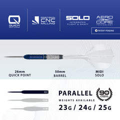 Harrows GEO Parallel QP Steel Tip Darts 90% Tungsten — dart specification chart