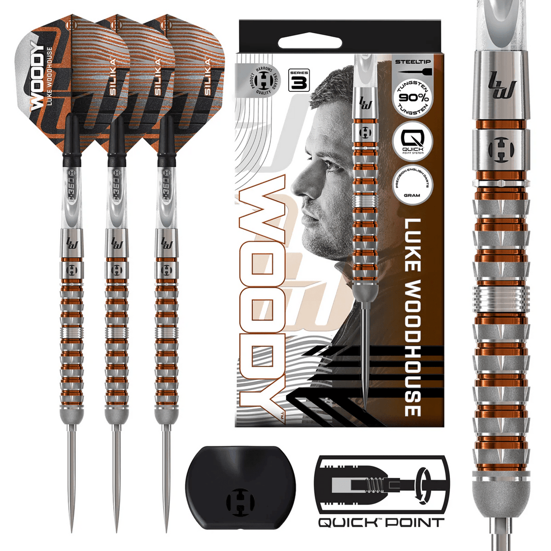 Harrows Luke Woodhouse S3 QP Steel Tip Darts - 90% Tungsten 21g