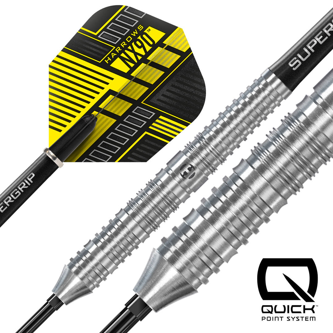 Harrows Nx90 Parallel Steel Tip Darts 90% Tungsten — barrel and grip close-up
