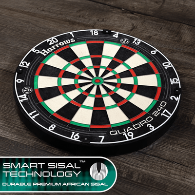 Harrows Quadro 240 dartboard — Smart Sisal technology graphic