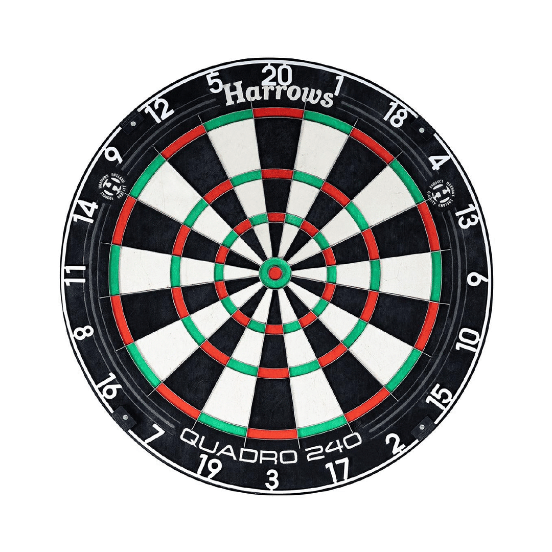 Quadro 240 Dartboard; one complete board face on white, with the genuine numbering and scoring layout preserved.