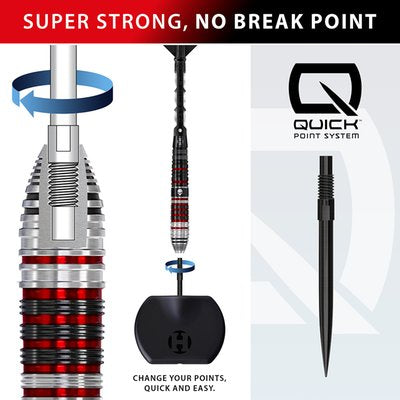 Harrows Ryan Searle QP S2 Steel Tip Darts 90% Tungsten — Quick Point fitting diagram