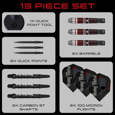 Harrows Ryan Searle QP S2 Steel Tip Darts 90% Tungsten — set contents diagram