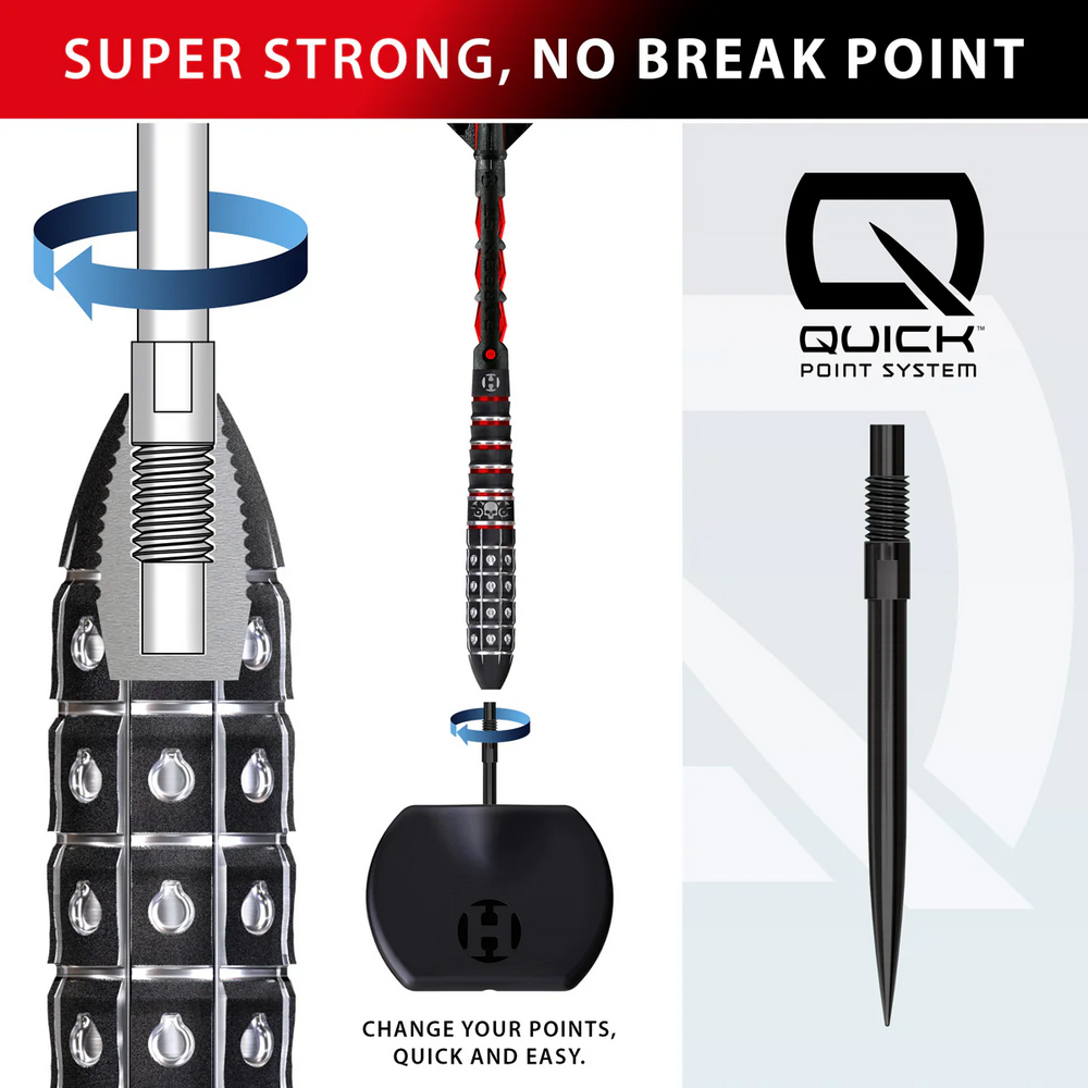 Ryan Searle QP S3 Steel Tip Darts – Quick Point fitting and removal diagram
