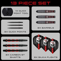 Harrows Ryan Searle QP S3 Steel Tip Darts 90% Tungsten — set contents diagram