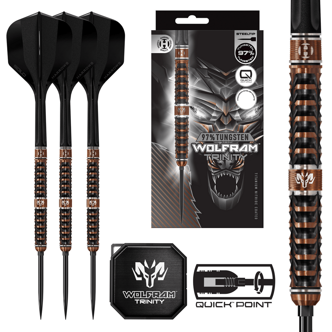 Harrows Wolfram Trinity QP Steel Tip Darts - 97% Tungsten 22g