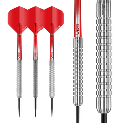 Red Dragon Hell Fire A 80% Tungsten Darts — three darts and barrel close-up