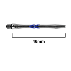 Silver Gerwyn Price Iceman V-Groove medium shaft with blue accents and threaded end