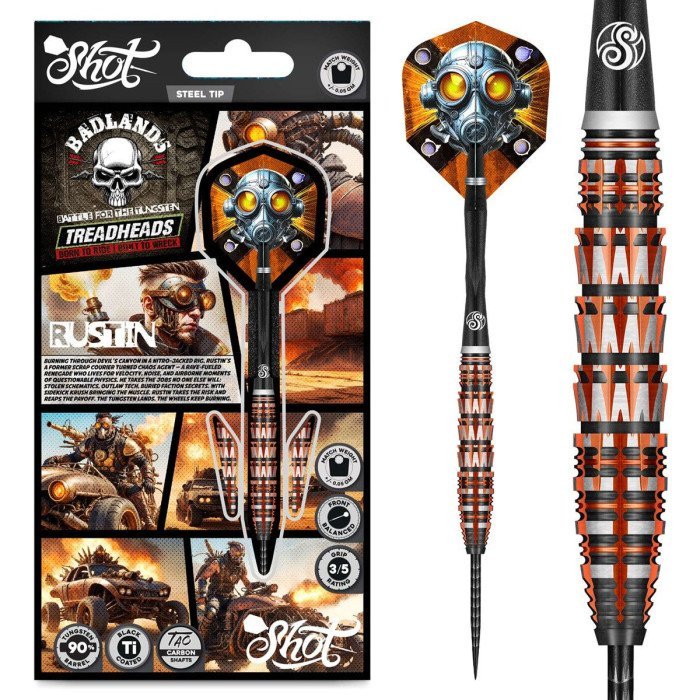 Shot Badlands Rustin Steel Tip Darts - 90% Tungsten 24g