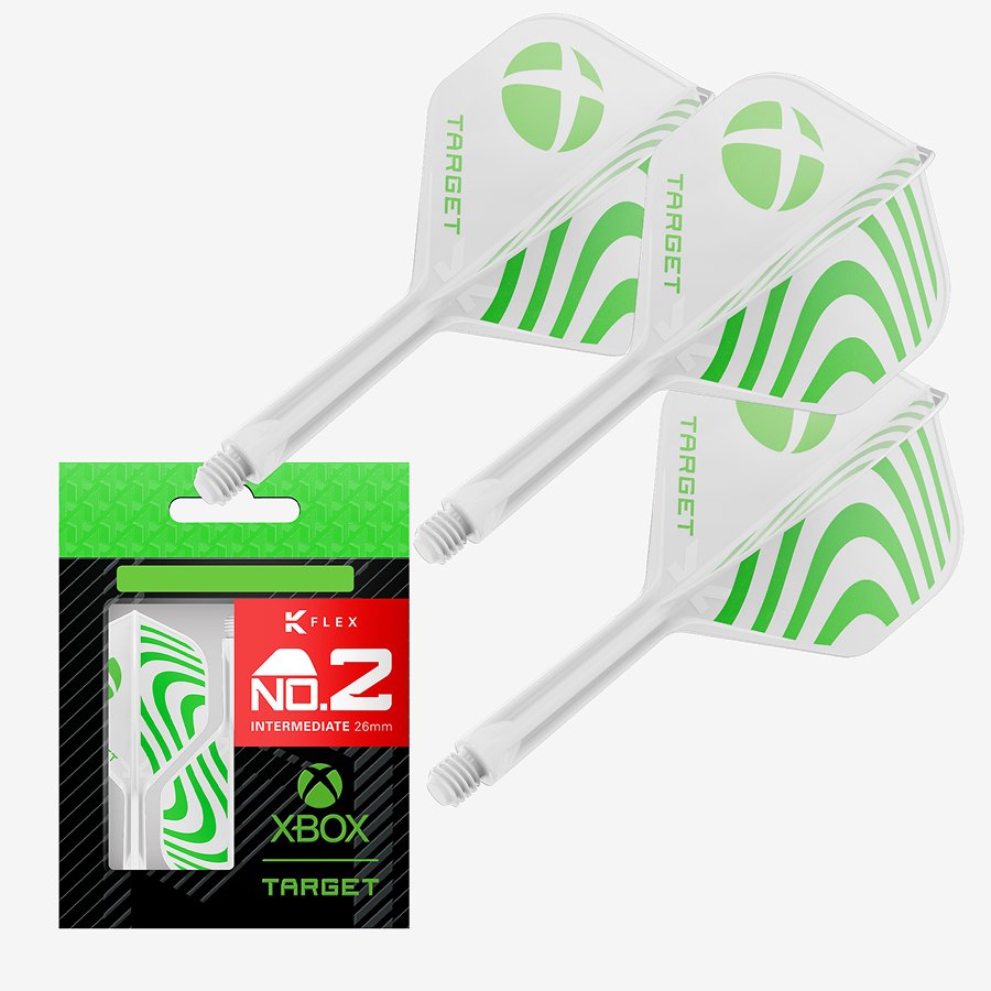 Target XBOX No.2 K Flex — white flights and shafts with packaging