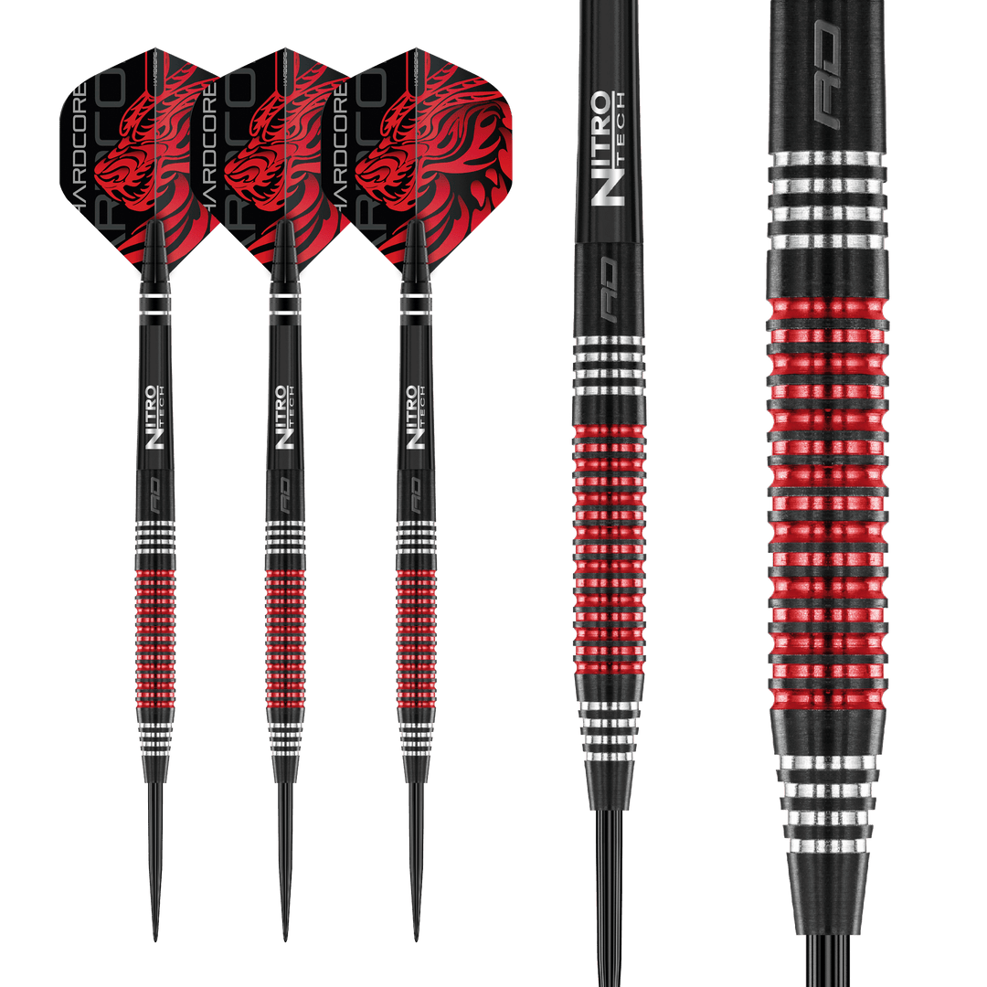 Red Dragon Jonny Clayton Special Edition 90% Tungsten Darts — three darts and barrel close-up