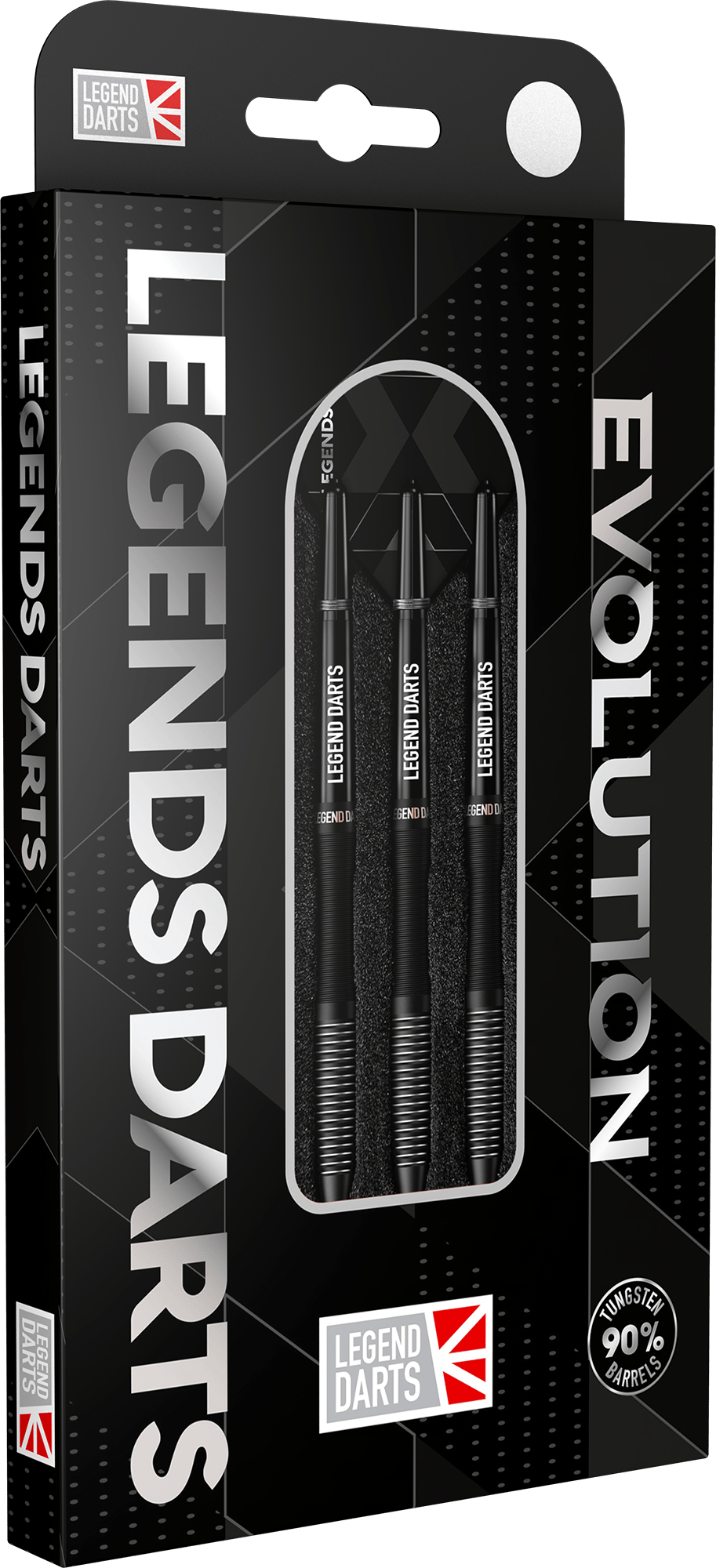 Legend Evolution B01 Micro Scallop steel tip darts retail pack angle view