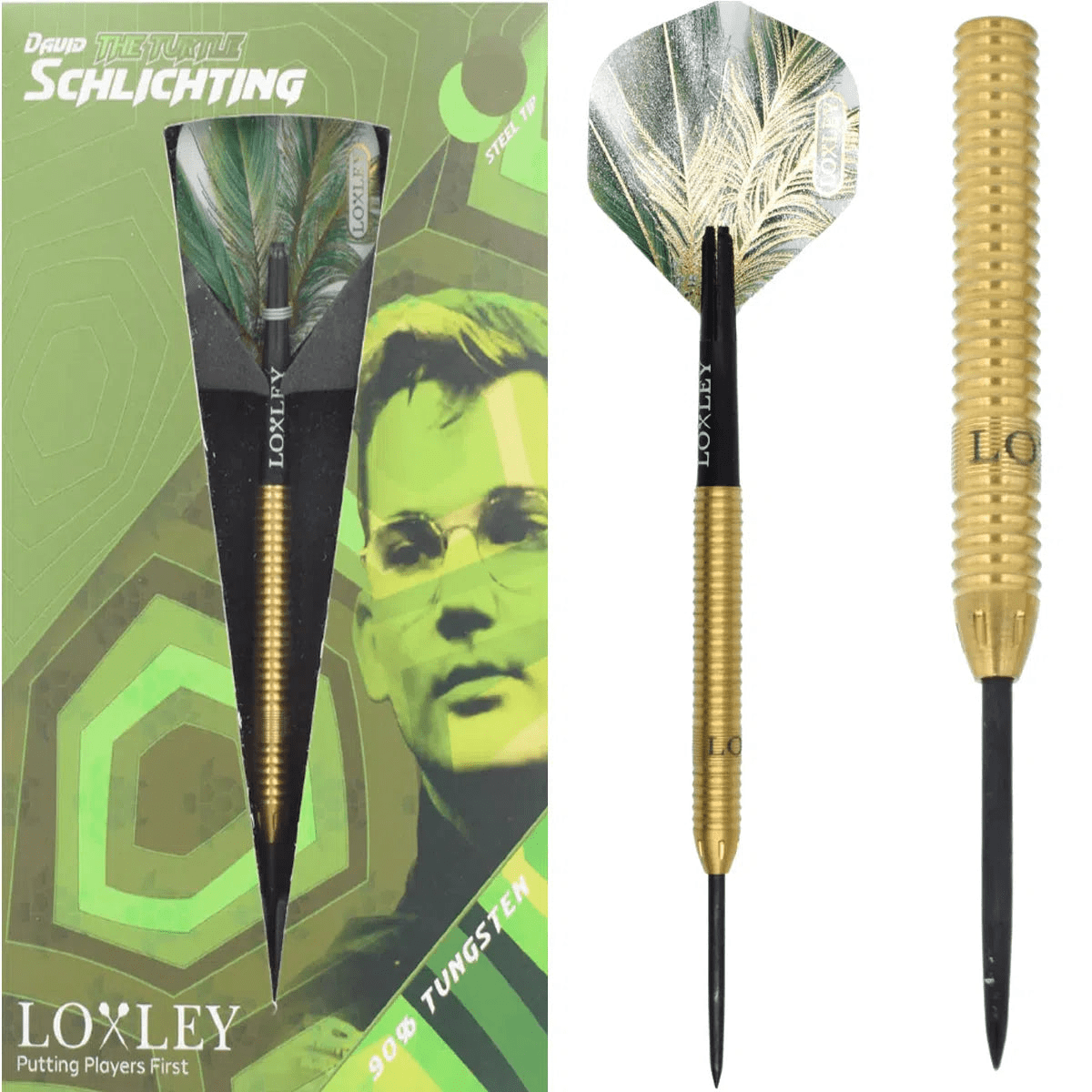 David “The Turtle” Schlichting Darts Steel Tip Darts - 90% — three barrel close-ups