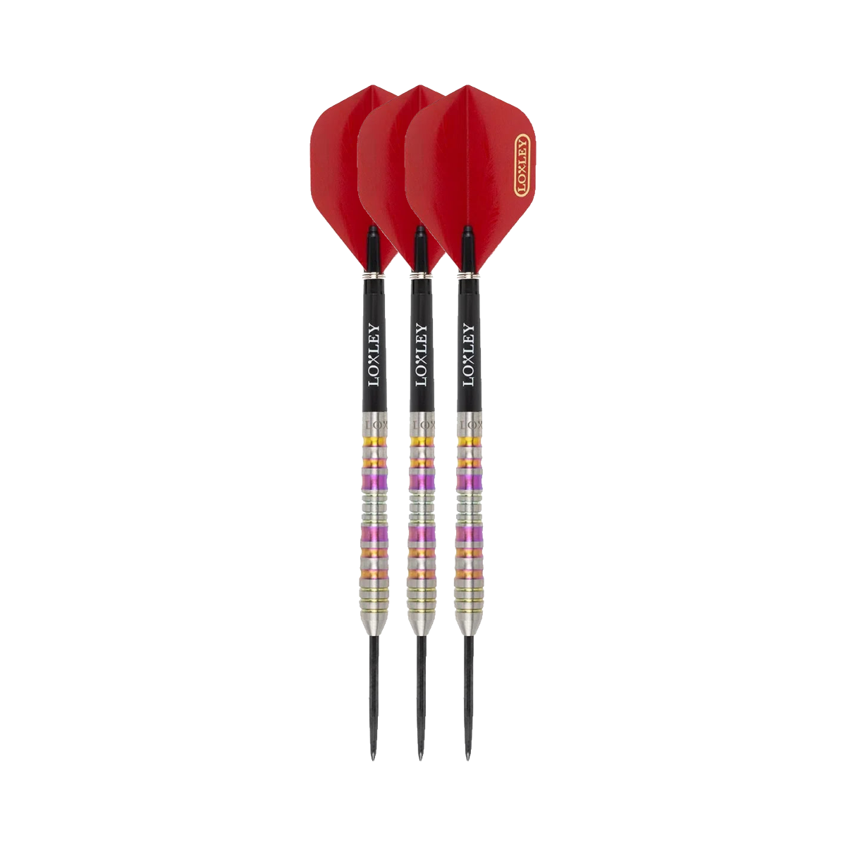 Excalibur Steel Tip Darts - 95% Tungsten — three barrel close-ups