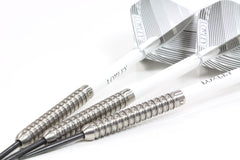 Loxley Featherweight Black Steel Tip Darts 90% Tungsten — three assembled darts
