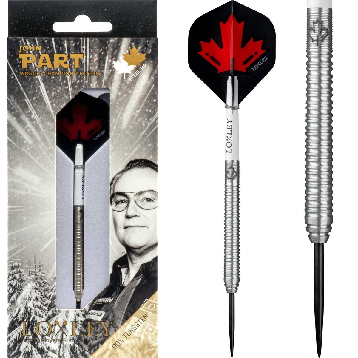 John Part Steel Tip Darts - 90% Tungsten — three barrel close-ups