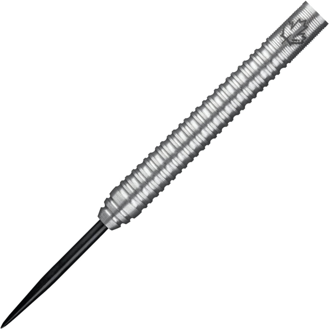 John Part Steel Tip Darts – silver barrel and ringed grip close-up