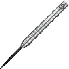 John Part Steel Tip Darts – silver barrel and ringed grip close-up