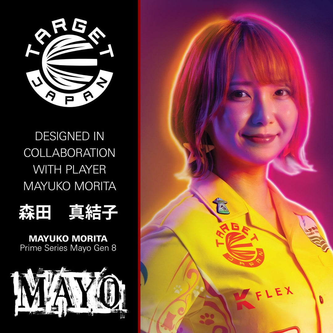 Mayuko Morita Mayo G8 Steel Tip Darts - 90% Tungsten – signature player and packaging artwork
