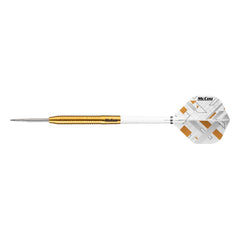 McCoy Sabergrip Gold 24g assembled steel tip dart side view
