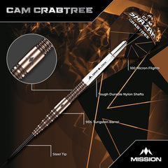 Cam Crabtree V2 Steel Tip Darts – labelled dart component diagram
