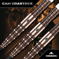 Cam Crabtree V2 Steel Tip Darts – copper-coloured barrels and ringed grip close-up