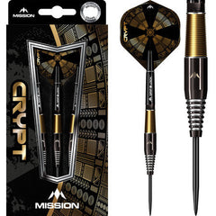 Mission Crypt M2 90% Tungsten Darts — dart, barrel detail and packaging