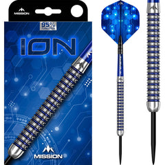 Mission ION Blue & Silver Steel Tip Darts - 95% Tungsten 28g