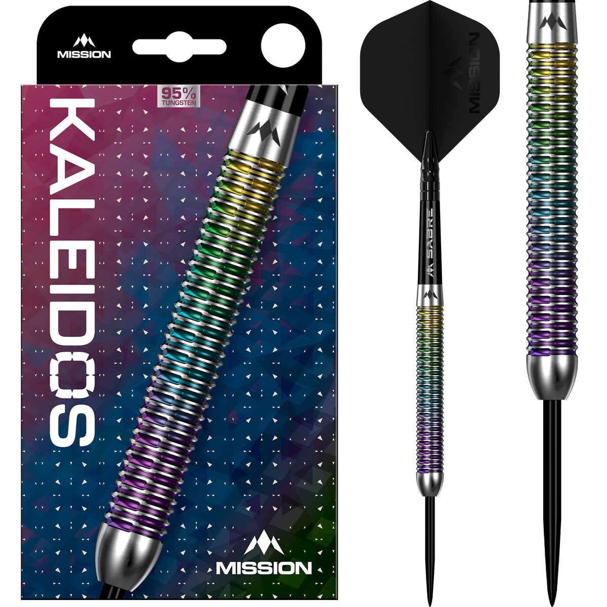 Kaleidos Steel Tip Darts - 95% Tungsten — three barrel close-ups