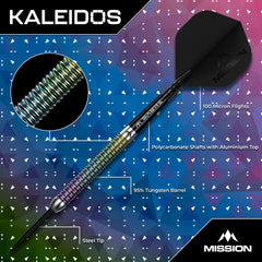 Mission Kaleidos Steel Tip Darts 95% Tungsten — dart features diagram