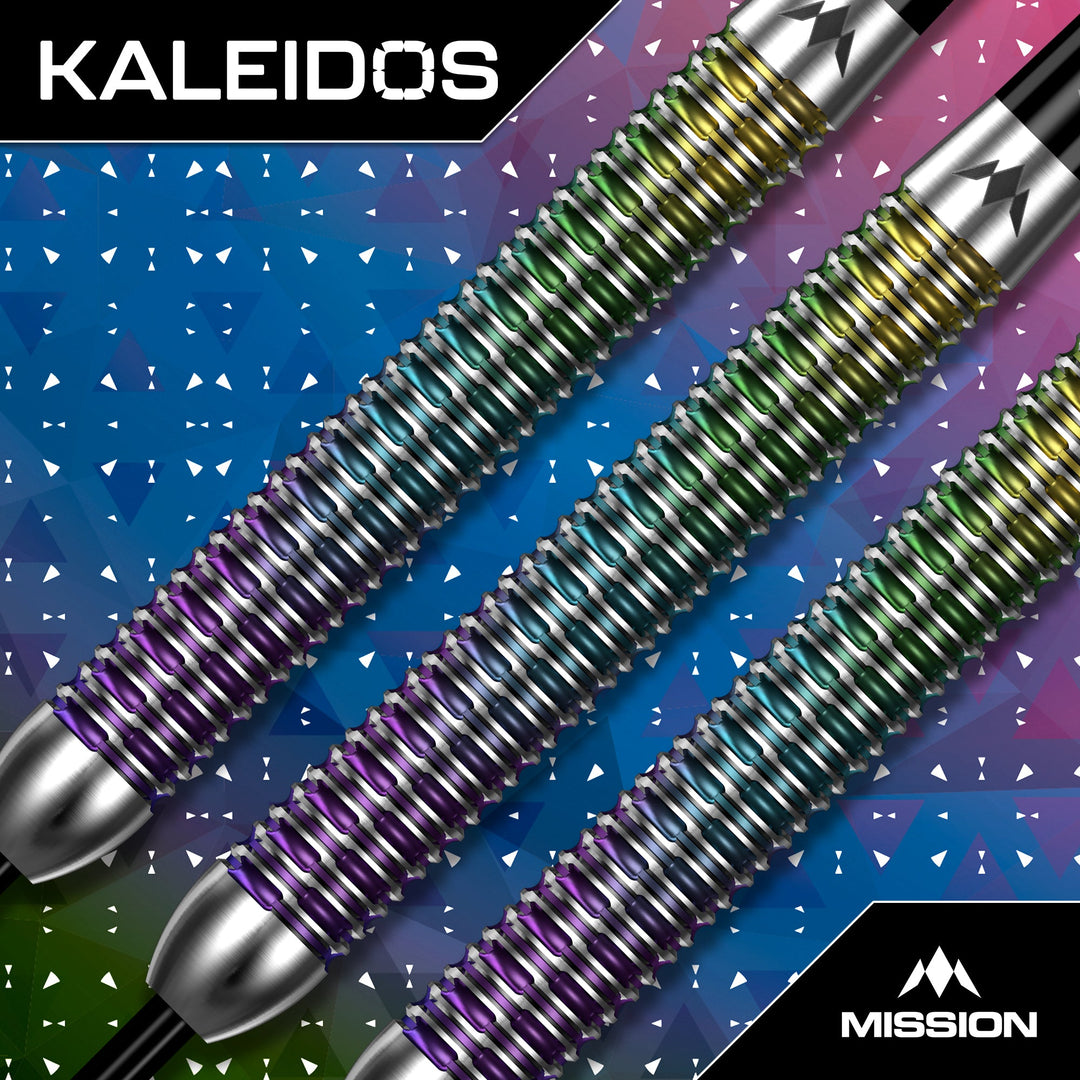 Mission Kaleidos Steel Tip Darts 95% Tungsten — three dart barrels
