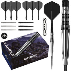 Mission Katana Silver & Black Steel Tip Darts - 95% Tungsten 24g