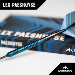 Mission Lex Paeshuyse Steel Tip Darts 90% Tungsten — dart displayed on a textured surface