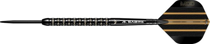 Mission Mike De Decker Black and Gold Steel Tip Darts 95% Tungsten — assembled dart