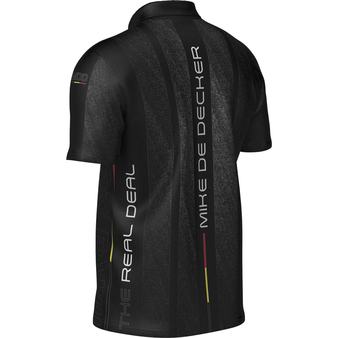 Mission Mike De Decker The Real Deal player dart shirt back angle view