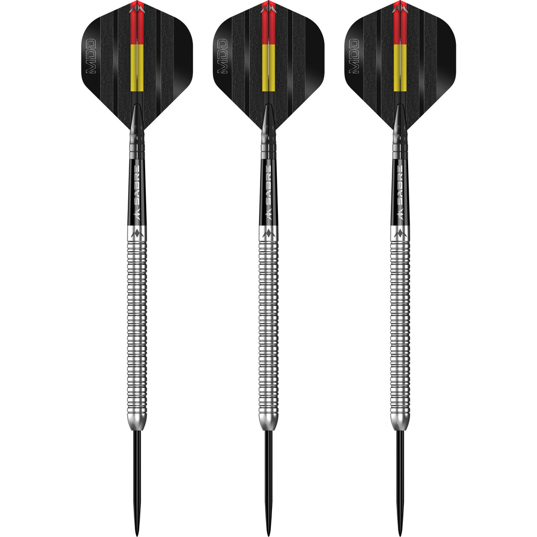 Mission Mike De Decker Steel Tip Darts 95% Tungsten — three assembled darts