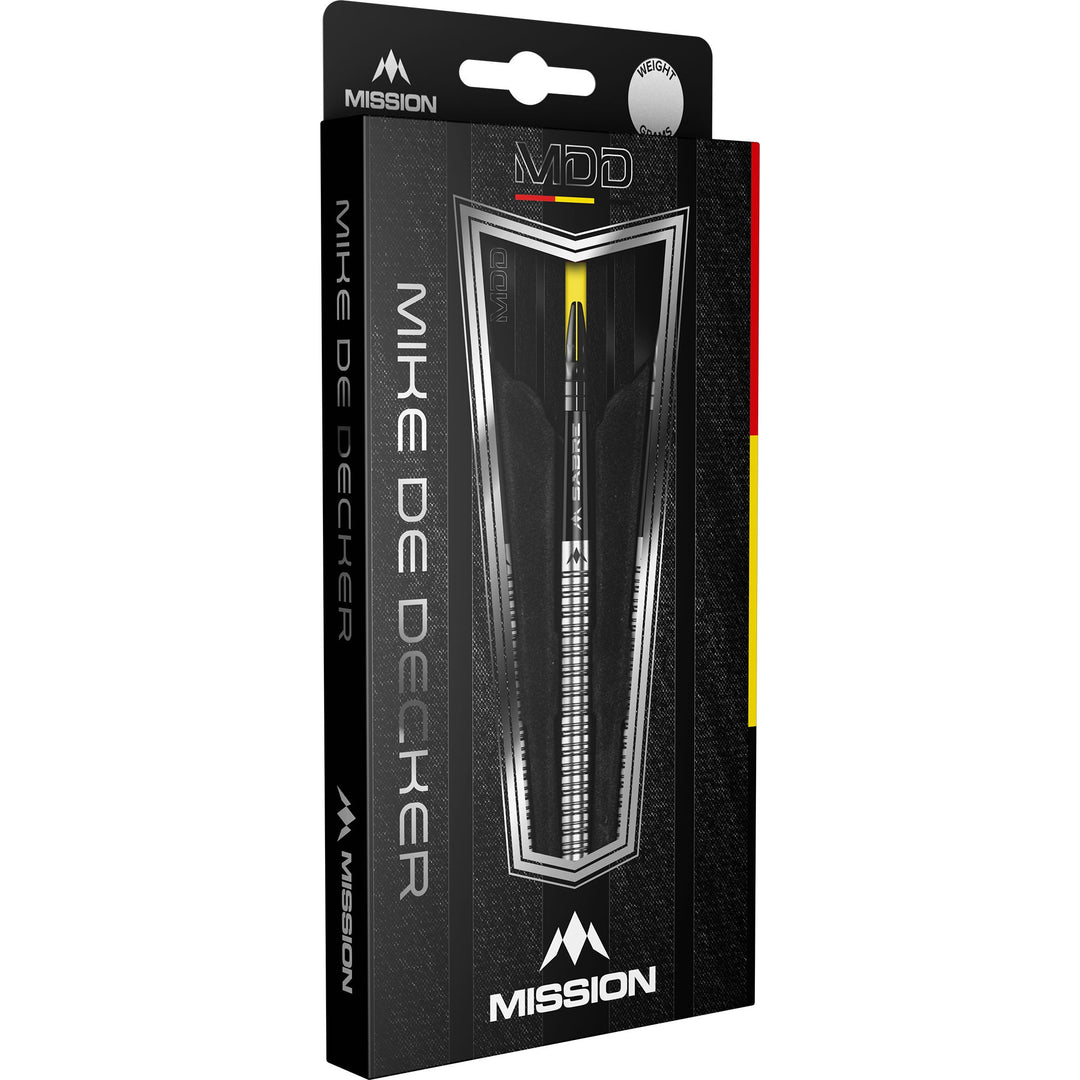 Mission Mike De Decker Steel Tip Darts 95% Tungsten — retail packaging
