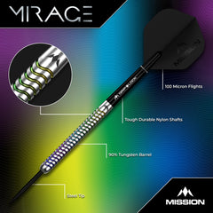 Mission Mirage Steel Tip Darts 90% Tungsten — dart features diagram