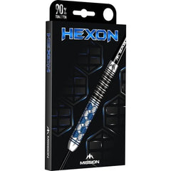 Mission Hexon Blue Steel Tip Darts 90% Tungsten — retail packaging