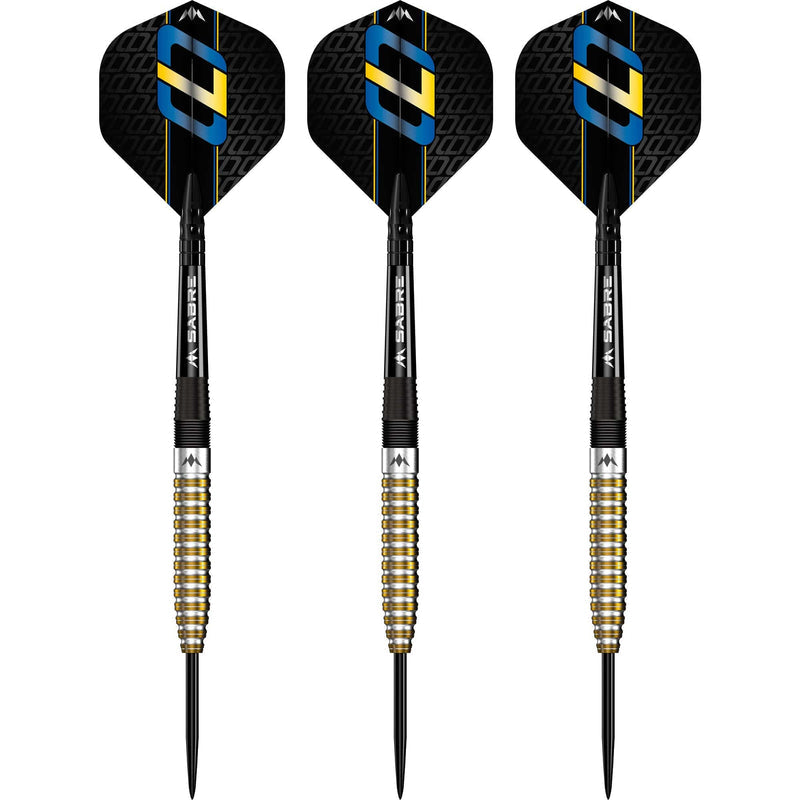 Mission Oskar Lukasiak Black and Gold Pvd Steel Tip Darts 95% — three assembled darts