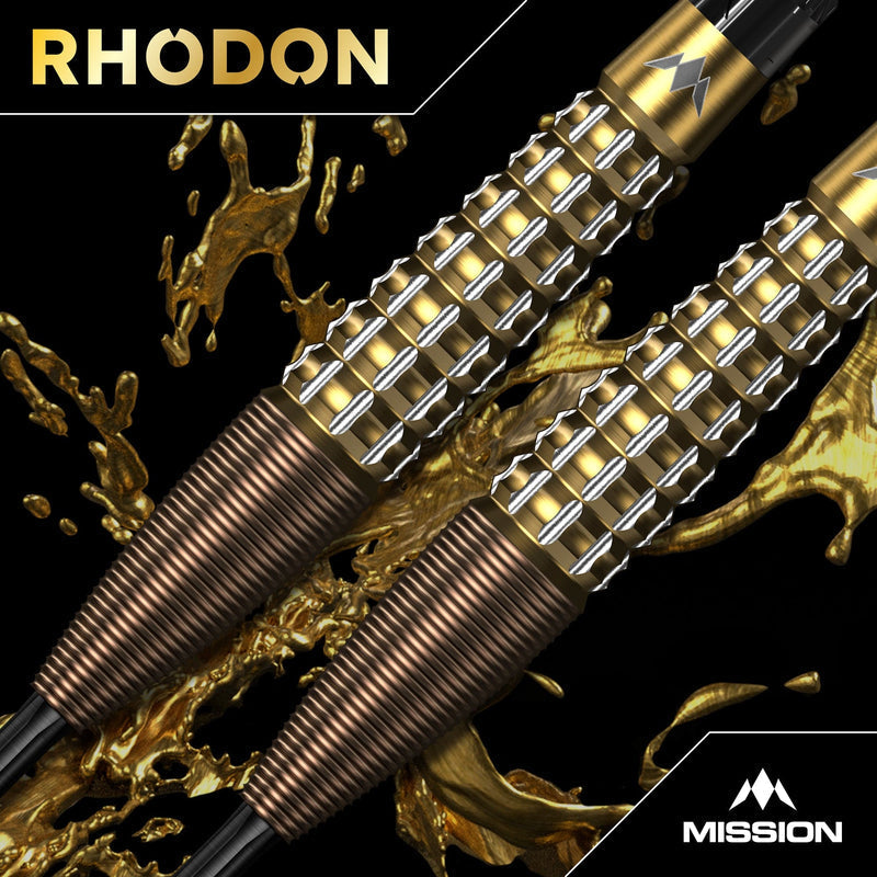 Rhodon Bronze & Gold Steel Tip Darts – bronze and gold barrels in close-up