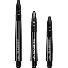 Mission Sabre Polycarbonate Dart Shafts / Stems — three black shafts