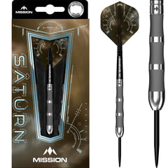 Mission Saturn Fenrir Steel Tip Darts 90% Tungsten — dart, barrel detail and packaging