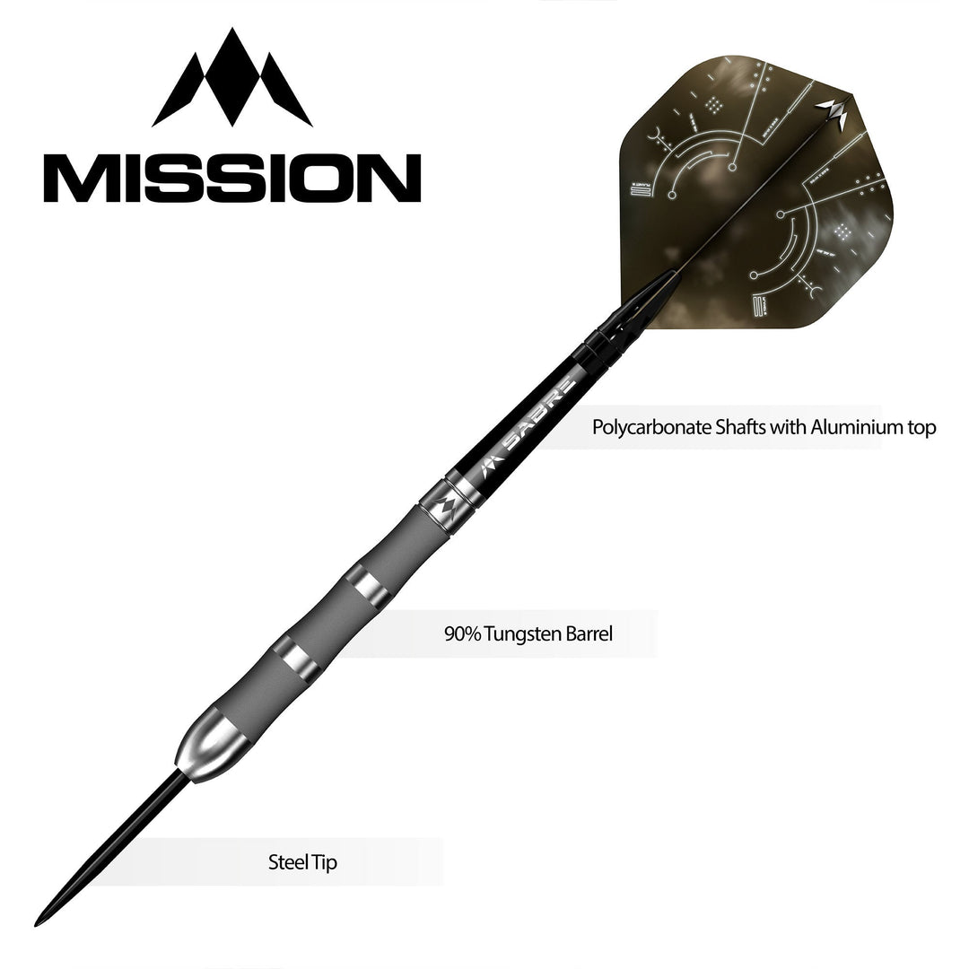 Mission Saturn Fenrir Steel Tip Darts 90% Tungsten — dart features diagram