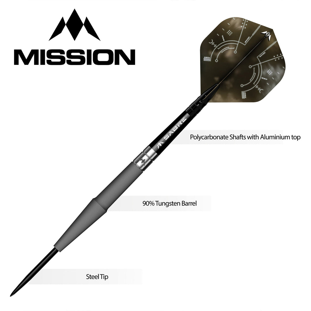 Mission Saturn Hyperion Steel Tip Darts 90% Tungsten — dart features diagram