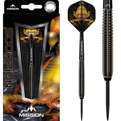 Mission Scorpion Black & Gold Steel Tip Darts - 90% Tungsten 24g