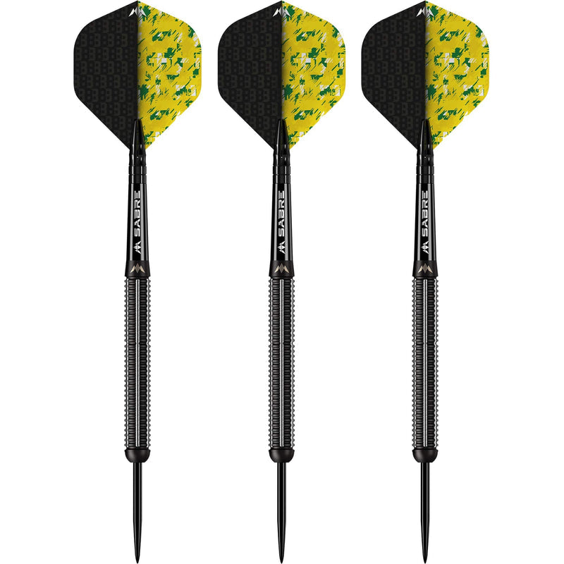 Mission Thomas Banks Black Pvd Steel Tip Darts 90% Tungsten — three assembled darts