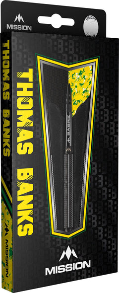 Mission Thomas Banks Black Pvd Steel Tip Darts 90% Tungsten — retail packaging