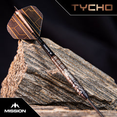 Mission Tycho Steel Tip Darts 95% Tungsten — dart displayed on a textured surface